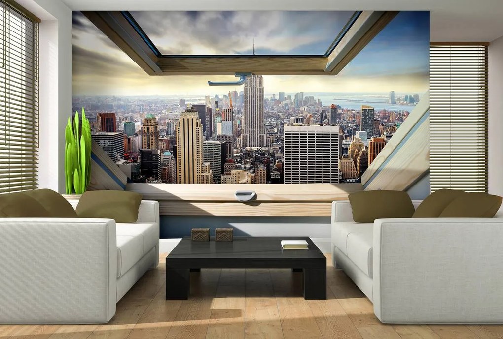 Fototapet - New York - privire panoamatică din geam (254x184 cm)