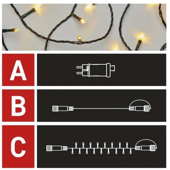 Ghirlandă LED pentru exterior 100 LED/15 m IP44 alb cald