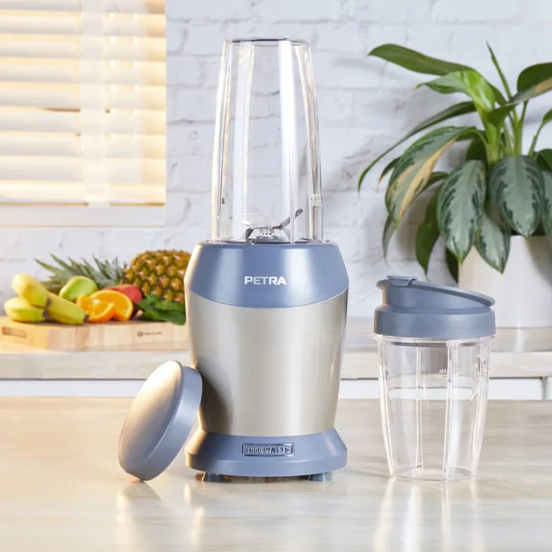 Resigilat: Petra NutriMax blender, 6 lame, 1000W, vas 1 l, fără BPA, gri/albastru