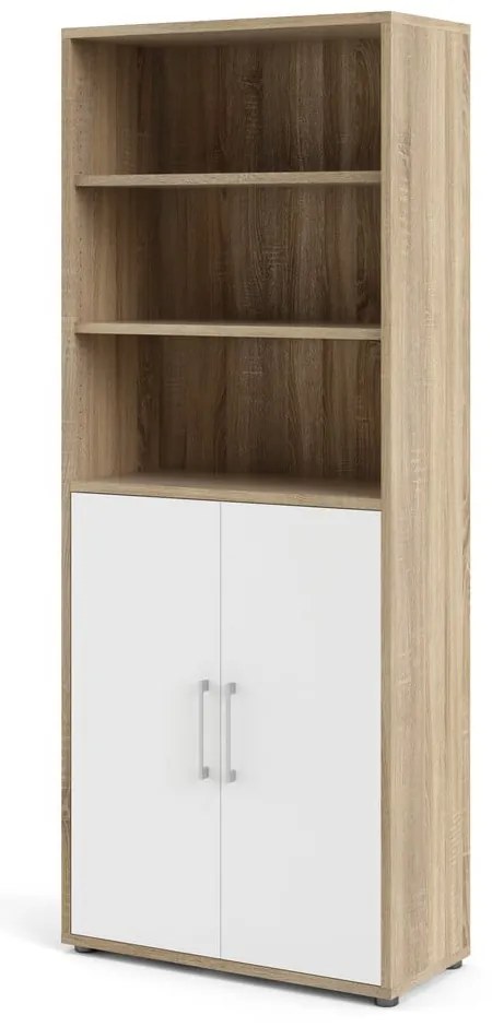 Bibliotecă modulară albă/cu aspect de lemn de stejar 89x222 cm Prima – Tvilum