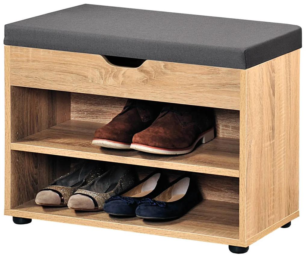 Un dulap de pantofi din lemn cu sezut, un raft pentru hol cu ​​o banca practica