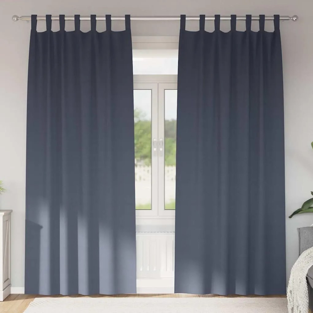 vidaXL Perdele cu perdele 2 pcs Antracit 245 x 140 cm Poliester