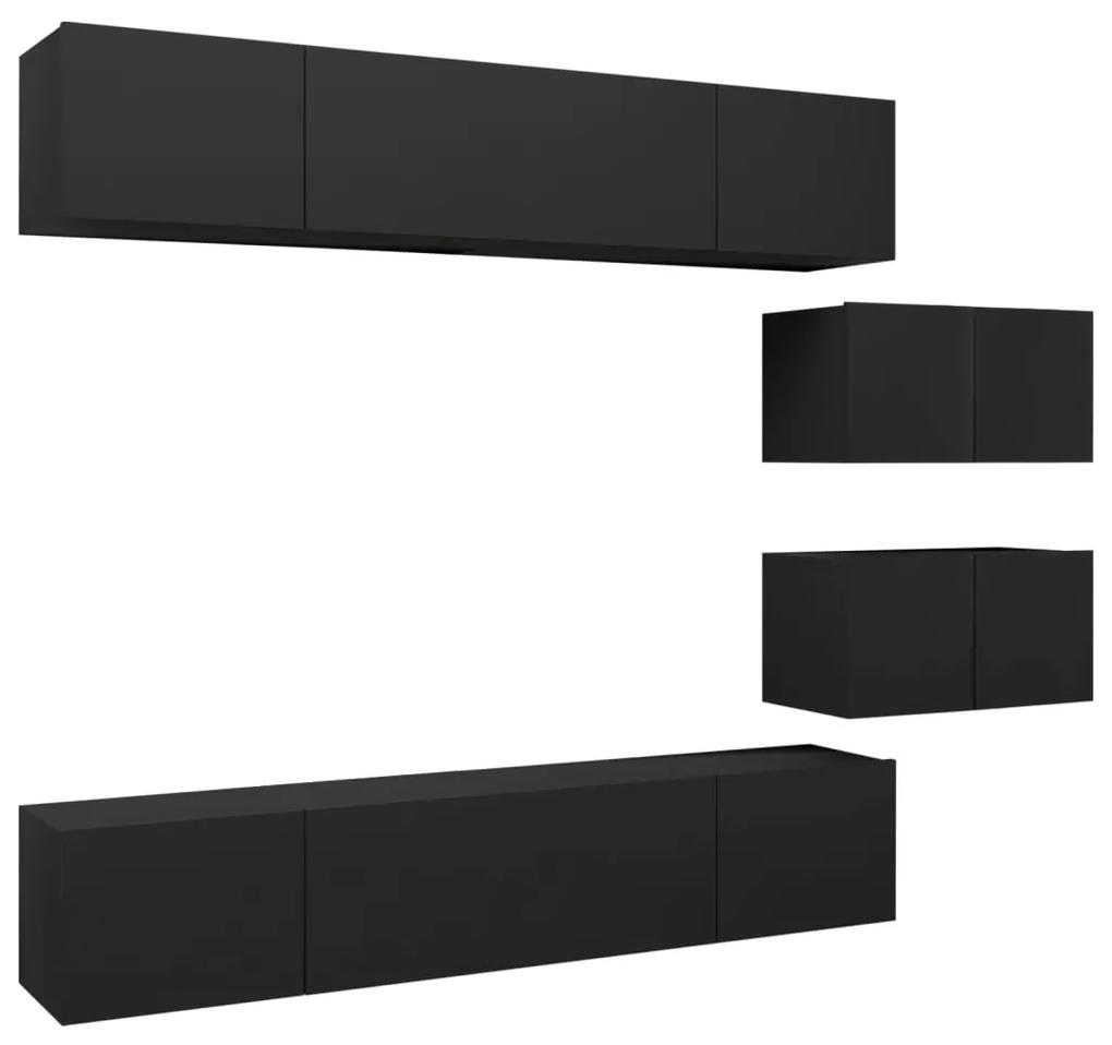 3078831 vidaXL Set dulapuri TV, 6 piese, negru, lemn prelucrat