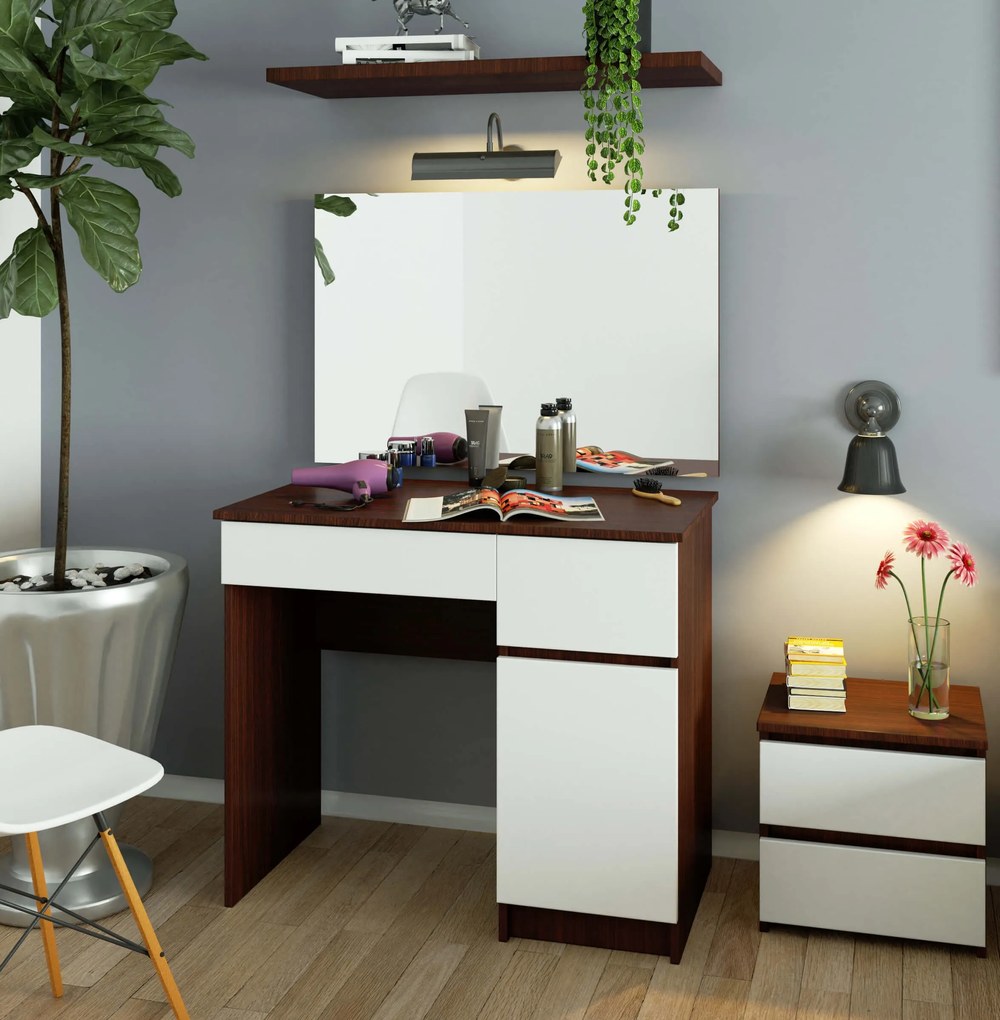 Masă de toaletă Parijat (wenge + Alb) (cu oglindă) (D). 1070901