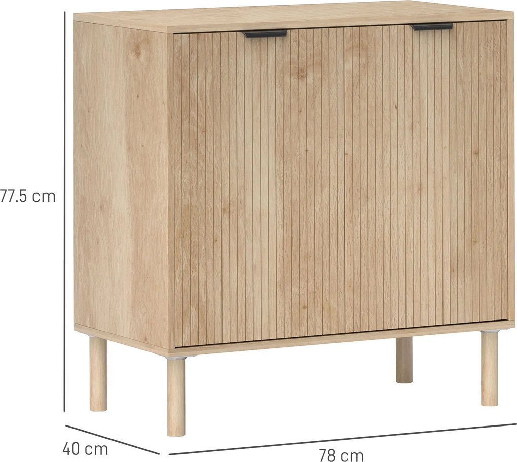 HOMCOM Dulap de Depozitare cu 2 Uși și Rafturi Reglabile, 78x40x77,5 cm, Stejar | Aosom Romania