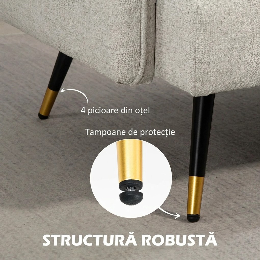 HOMCOM Divano 2 Posti in Tessuto Effetto Lino con Braccioli e Cuscini Imbottiti, Divanetto 2 Posti Moderno con Gambe in Acciaio, per Ufficio, Soggiorno, Salotto e Camera da Letto, 139x68x80 cm, Crema | Aosom Romania