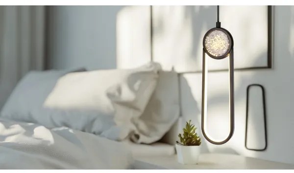 Lustră LED pe cablu LACRIMA LED/15W/230V 3000K negru