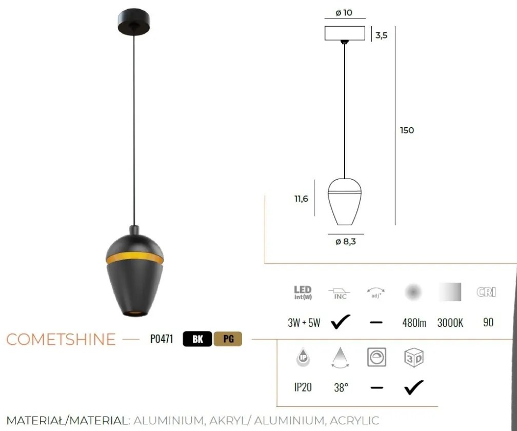 Pendul, Lustra suspendata LED design modern COMETSHINE