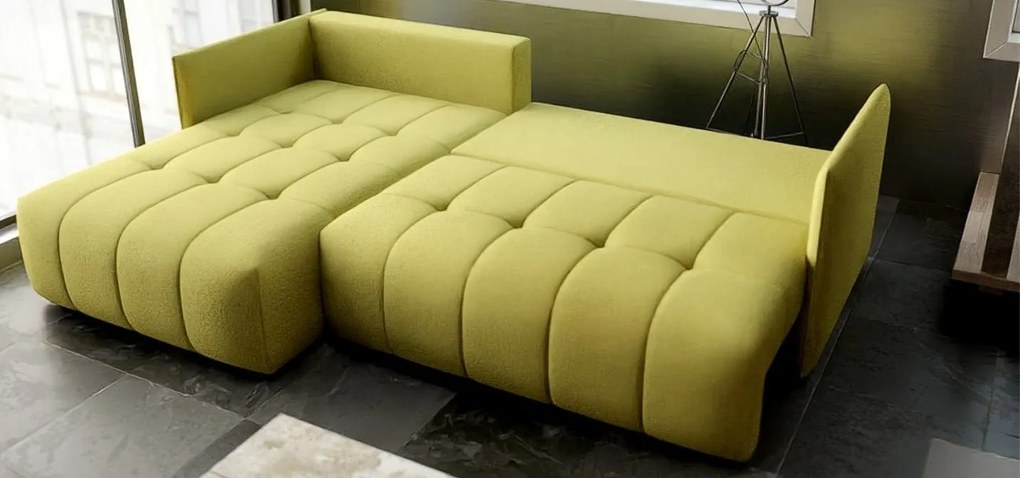 Colțar extensibil dumonde cu ladă de depozitare si sezut confortabil din spuma high-density, Malta Enjoy Green 235x185 cm