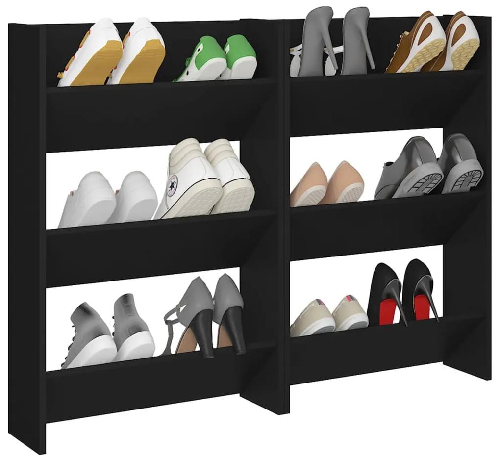 Pantofare de perete, 2 buc., negru, 60x18x90 cm, PAL 2, Negru, 60 x 18 x 90 cm, 1, Negru