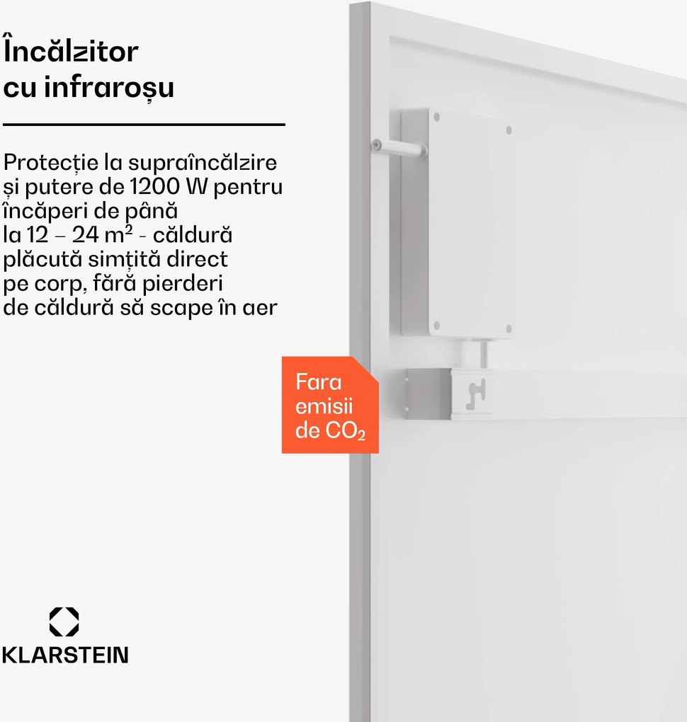 Klarstein Wonderwall Smart Bornholm, încălzitor cu infraroșu, 60 x 120 cm, 1200 W, aplicație