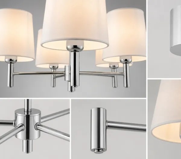 Brilagi - Lustru pe tijă MONTE 5xE27/60W/230V crem/crom lucios