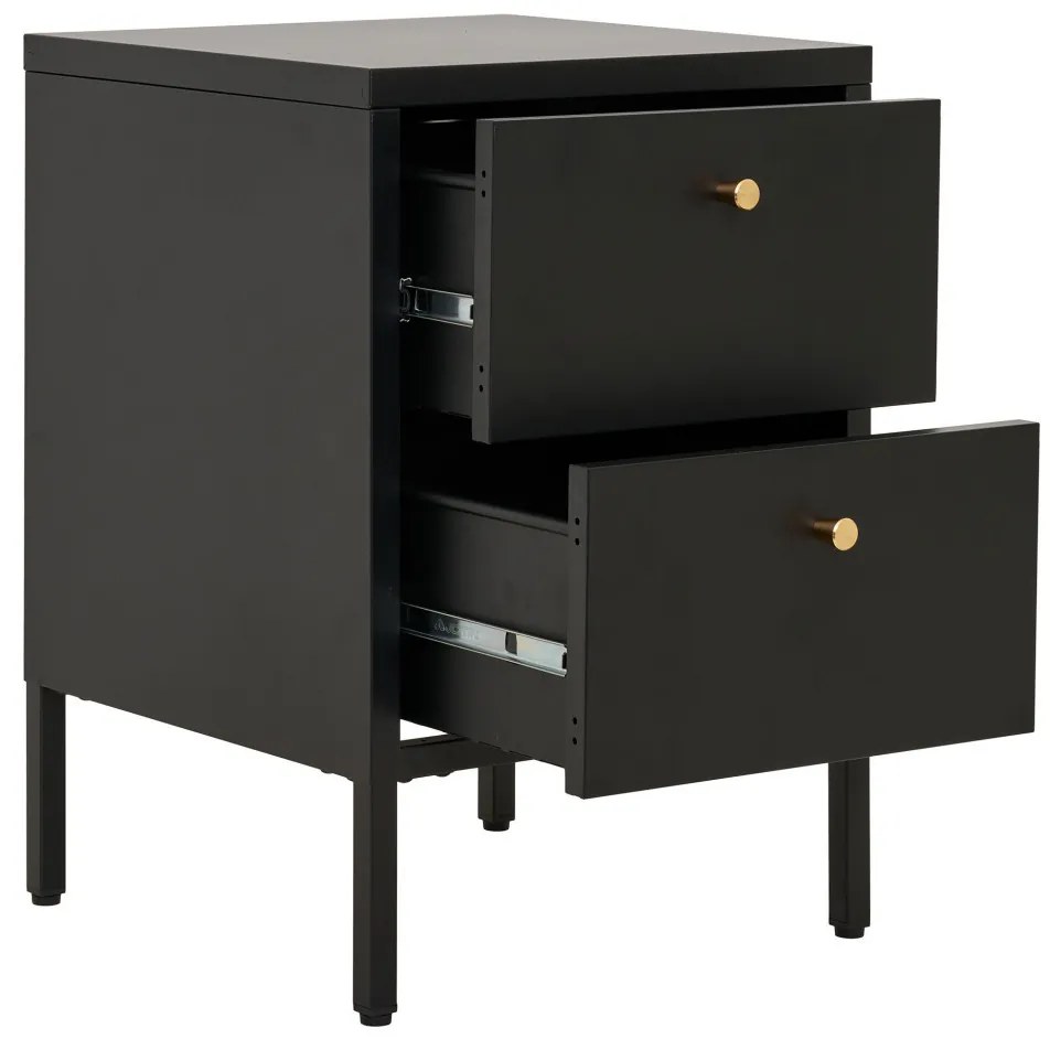Comodă Dalby, 2 sertare, oțel, negru 40x40x59,5 cm
