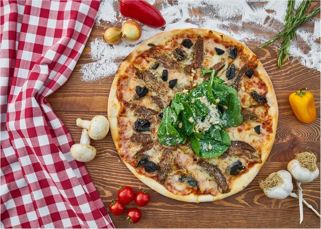 Tablou pe sticlă cu pizza (70x50 cm)