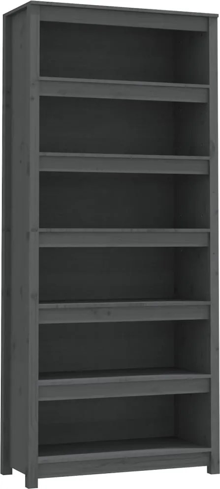 vidaXL Bibliotecă, gri, 80x35x183 cm, lemn masiv de pin
