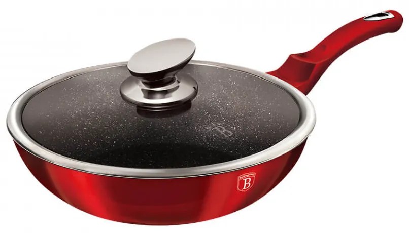 Wok cu capac Burgundy Metallic Line BerlingerHaus BH 1265