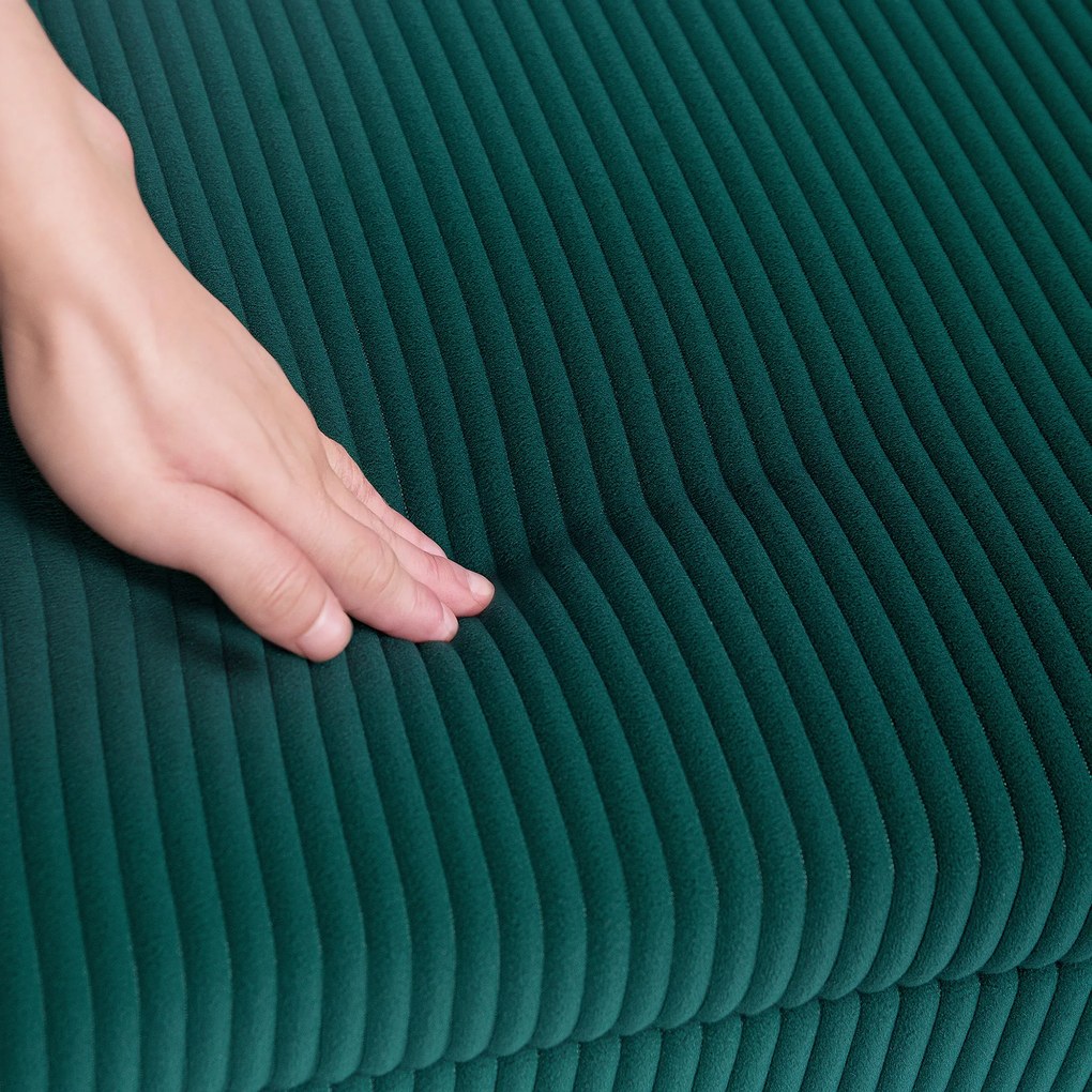 HOMCOM Banc de depozitare capăt de pat din catifea cotelată cu capac, pentru salon, cameră, intrare, 112 x 42 x 40 cm, verde | Aosom Romania