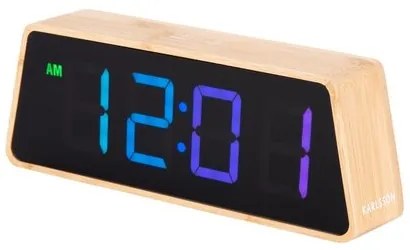 Ceas de masă Karlsson 5931 de design cu LED / ceas cu alarmă 19 cm , bambus