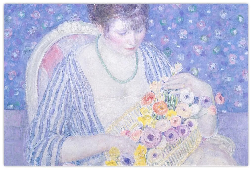 Tablou - Frederick Carl Frieseke,  The Basket of Flowers, reproducere (90x60 cm)