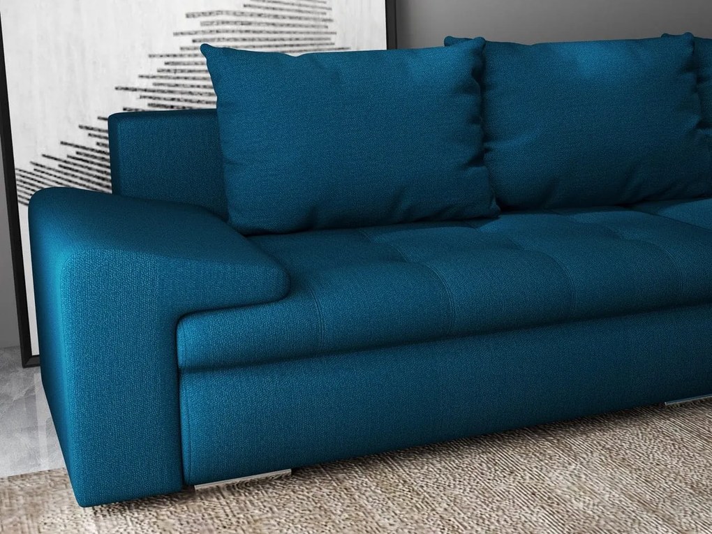 Colțar extensibil dumonde cu ladă de depozitare si sezut confortabil din spuma high-density, Leonardo Enjoy Petrol 260x185 cm II