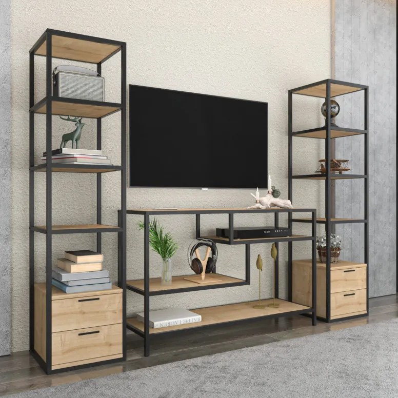 Comoda TV Robbins - Negru, Oak