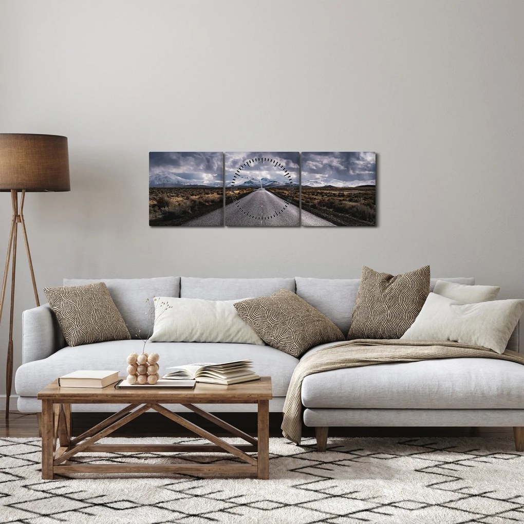 Tablou drumului în deșert (cu ceas) (90x30 cm)