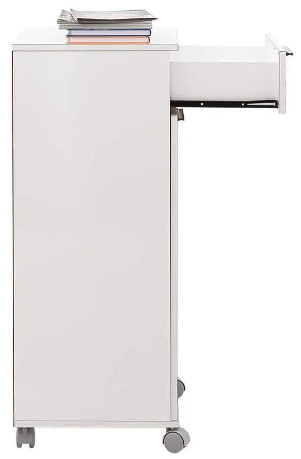 Corp Mobil Adore Diamond, cu usa, sertar si rotile, Alb, 50 x 100 x 40 cm