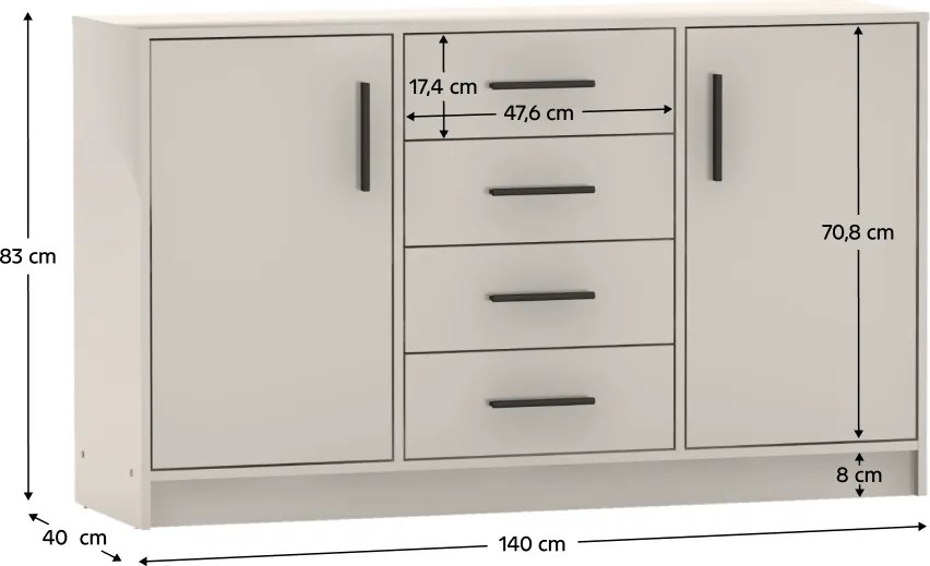 Comoda cu sertare, caşmir, BENA 6