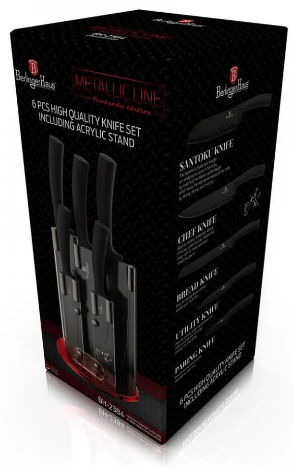 Set cutite otel inoxidabil (6 piese) Burgundy Metallic Line Berlinger Haus BH 2384