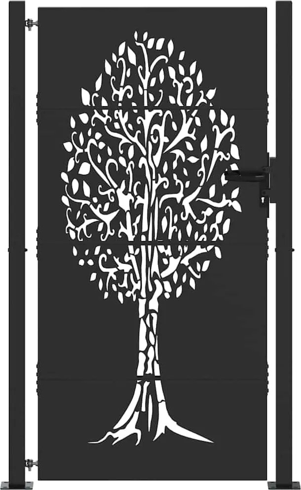 vidaXL Poartă de grădină Negru 110 x 205 cm Oțel vopsit în pulbere