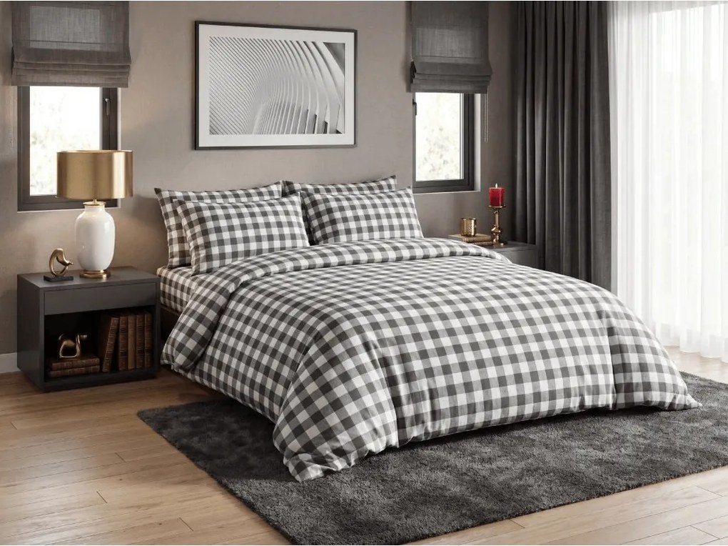 Lenjerie de pat din bumbac BLACK CUBE negru, 100% bumbac Inchidere: Nasturi