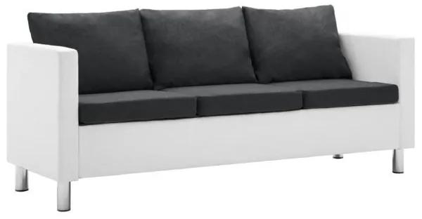 vidaXL , canapea cu 3 locuri, piele ecologică, alb și gri închis
