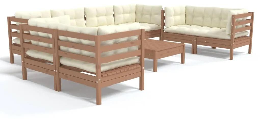 3096277 vidaXL Set mobilier de grădină cu perne, 9 piese, lemn masiv de pin