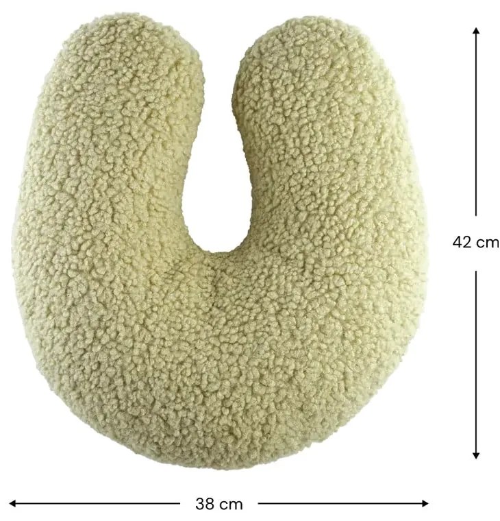 Pernă decorativă pentru copii verde cu tapițerie din țesătură bouclé U – Wigiwama