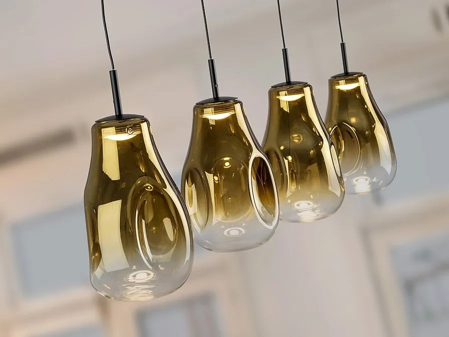 Lustra cu 4 pendule LED design modern Aledis negru/ auriu