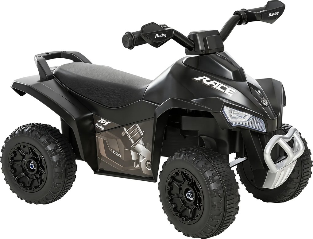 HOMCOM Mini quad pentru copii 18-36 luni, fără pedale, cu muzică și mânere late, PP și metal, negru | Aosom Romania