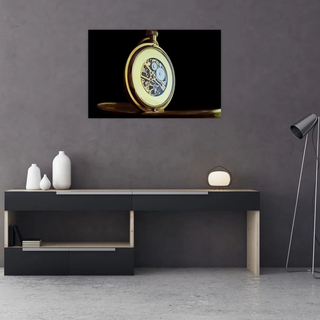 Tablou cu ceas de buzunar de aur (90x60 cm)