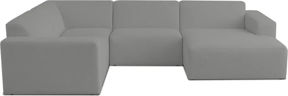 Colțar gri cu tapițerie din stofă bouclé (în formă de "U") Roxy – Scandic