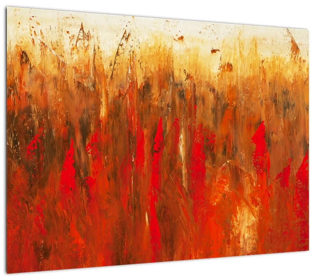 Tablou pe sticlă cu abstracție pictată (70x50 cm)