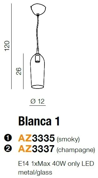 Pendul design modern Blanca 1 champagne ZZ AZ3337