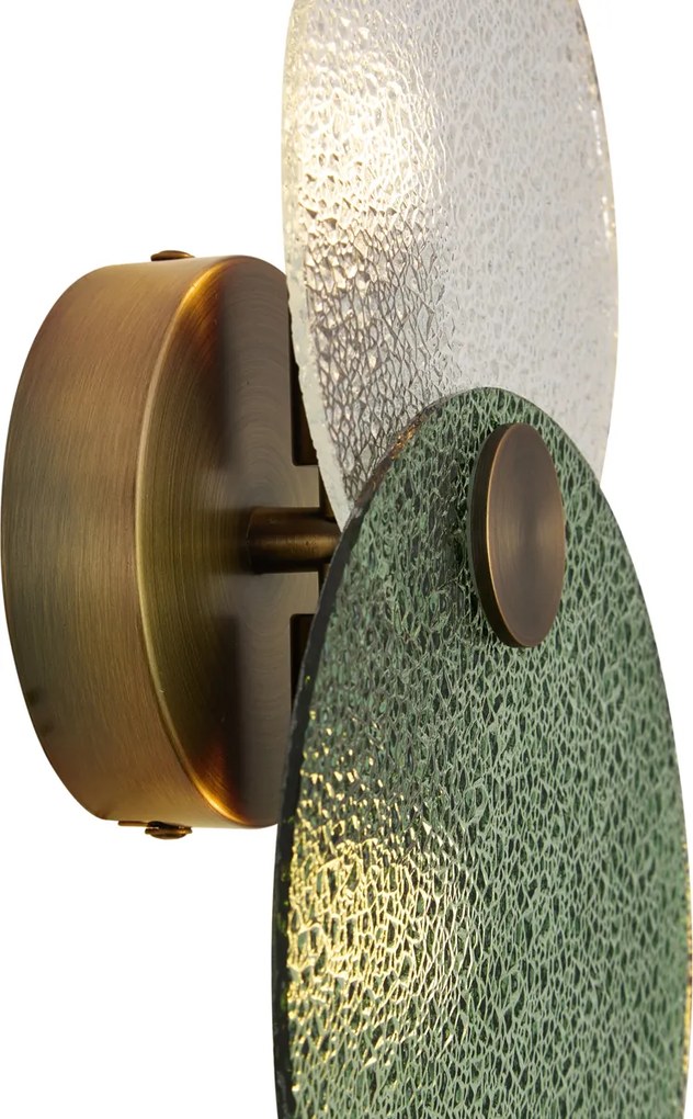 Lampă de perete Art Deco bronz închis cu sticlă verde și transparentă cu 2 lumini - Text