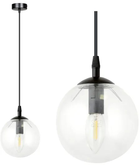 Lustră pe cablu COSMO 1xE14/10W/230V d. 14 cm negru/transparent