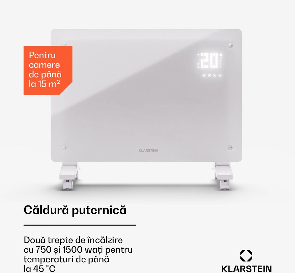 Klarstein Bornholm Smart 1500, încălzitor cu convecție, 1500W, WiFi, LED, IP24
