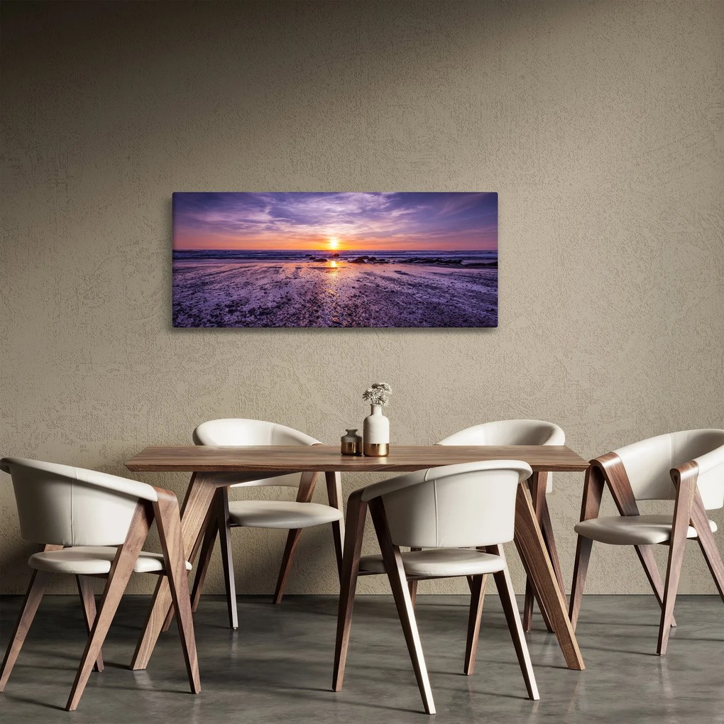 Tabloul cu plaja - apus de soare (120x50 cm)
