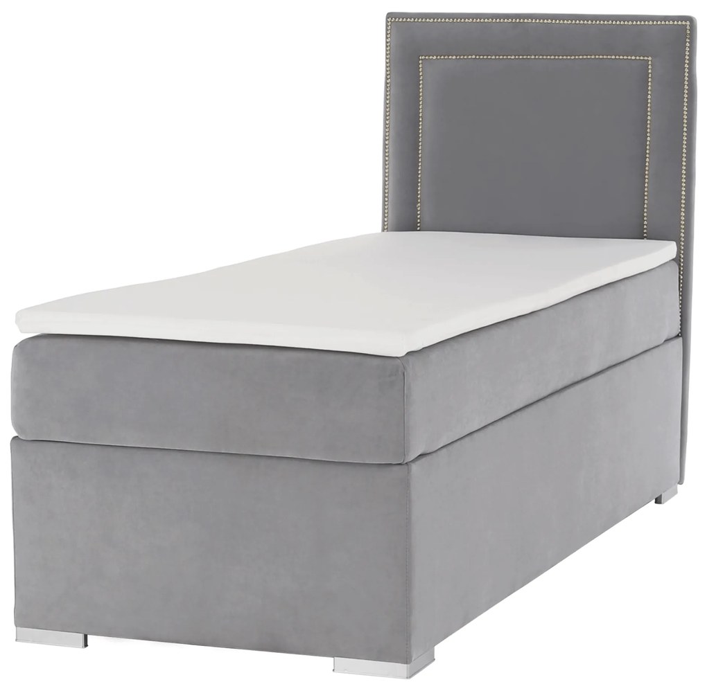 Pat boxspring, pat de o persoană, gri deschis, 80x200, dreapta, BILY