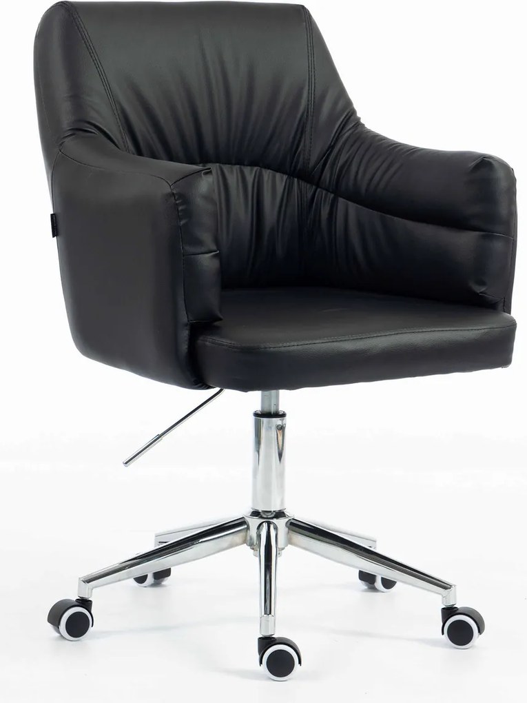 HR840K Scaun Negru Piele Ecologica cu Bază Cromata