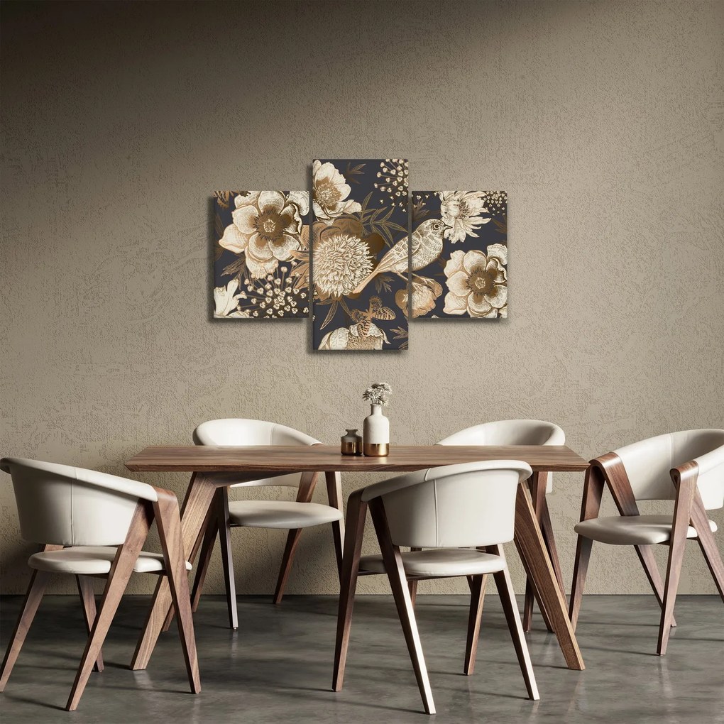Tablou - Flori aurii pe fundal întunecat (90x60 cm)