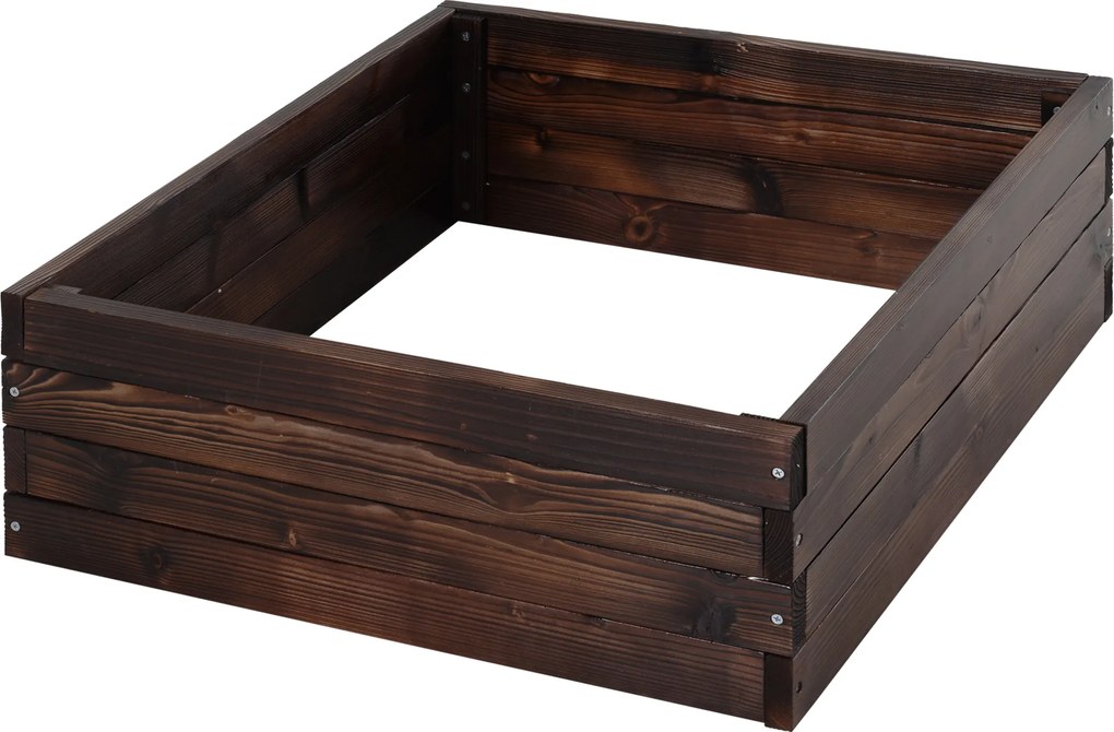 Outsunny Pat înalt pentru grădină, cutie pentru plante, pat pentru legume, pentru ierburi, lemn masiv, maro închis, 60 x 60 x 23 cm | Aosom Romania