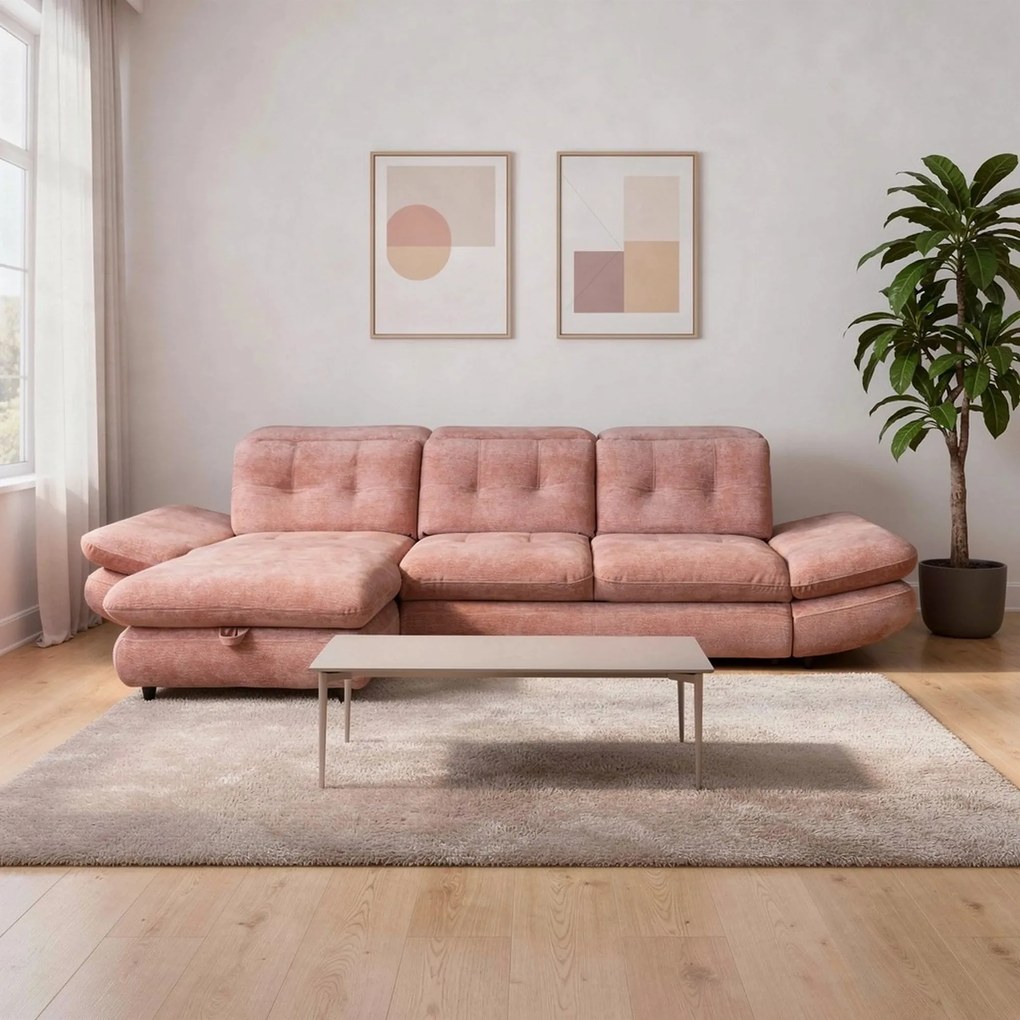 Coltar living SIENA MINI, sezlong stanga, stofa crem - Rimini R072, 29