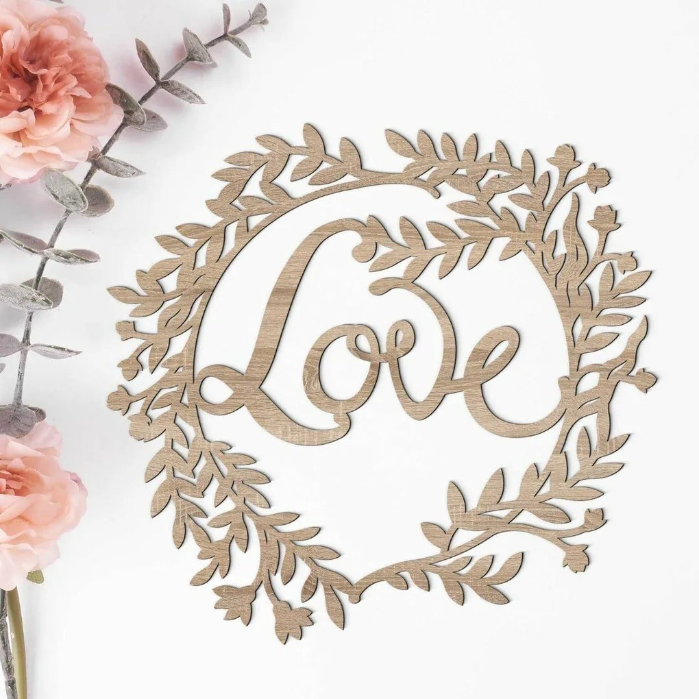 DUBLEZ | Coroniță decorativă din lemn pentru ușă - Love